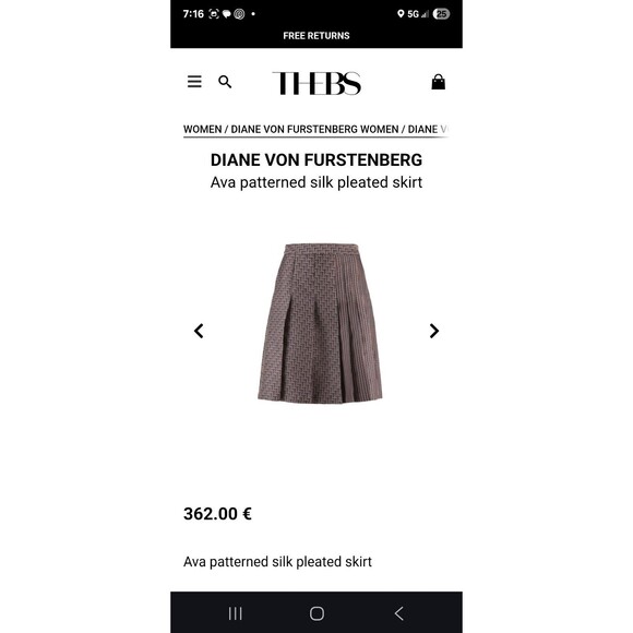 Diane von Furstenberg "Ava" Geometric Pleated Two Pattern Skirt MSRP $345. Sz 10 - Picture 3 of 12